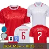 Danemark Football Jersey 2024 Nouveau 2025 Équipe nationale 24 25 Maillot de football Hommes Kit complet Ensemble Accueil Rouge Extérieur Blanc Hommes Uniforme CHRISTENSEN JENSEN ERIKSEN DOLBERG