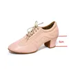 Chaussures de danse en cuir rose pour femmes et filles, talon souple de 2 3.5cm et 5cm, pour salle de bal, Test de classement, professeur