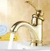 Robinets d'évier de salle de bains, couleur or, robinet de lavabo en laiton à poignée unique, 1 trou monté sur le pont, robinets d'eau froide de lavabo Dnf230
