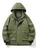 new Casual Jacket Men Multi-Pockets Outdoor Clothes Thin Thick Fleece Lined Hooded Windbreaker Zipper Coats Plus Size 7xl 8xl d3hD#