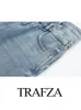 trafza Nieuwe Fi Vrouw Hoge Taille Vintage Lente Casual Straat Slanke Patchwork Denim Broek Vrouwen Wijde Pijpen Jeans Lg broek a8kD #