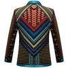 Vintage coloré broderie Costume veste Blazer hommes Veeteen veste Style ethnique rayé chanteur scène Costume décontracté Cardigan G76s #