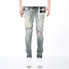 Purple dżinsy Mężczyźni dżinsowe Designerowie Jean High Street Blue Denim Slim Fit Graffiti Wzór męski sukienka Purple for Men Black Pants 932588952