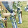 Tela da 250 cm sedia da matrimonio decorazione posteriore 3 pari di neve a fiori artificiale che gira la festa di decorazione del matrimonio