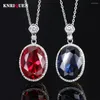 Pendants Vintage 925 Solid Silver 15 20mm Ruby Sapphire Gemstone Pendant Necklaces For Women Wedding Party Fine Jewelry Female Gifts
