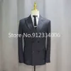 double Breasted Grey Wedding Suit Prom Men Suit Groom Tuxedo Man Blazer Latest Design Costume Homme Men's Suit 2 Pcs Jacket Pant t79v#