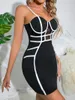 Vestidos casuais preto halter vestido com sutiã moda mulheres slim fit capa hip backless underwire verão básico magro saia de festa