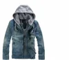 NYHETSENS Denimjacka Spring Autumn Hooded Wed Denim Jacket LG ärmar Hip Hop Mens Jeans Jacket Cowboy Coats Man Clothing U8Qm#