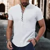 Męskie koszule luźne męskie męskie top bawełniany lniany kolekcja koszuli oddychania letnie topy do codziennego noszenia v szyja krótka