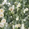 Guirlande de roses artificielles, 2 pièces, fleurs décoratives, paniers de fleurs, plantes avec couronne de feuilles blanches et d'eucalyptus