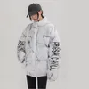 Hommes Bear Print Down Jacket Couple Hiver Coupe-vent surdimensionné Streetwear Noir Blanc Épaissir Chaud Hipster Puffer Vestes Parkas c30k #