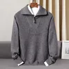 Moletons masculinos com capuz, novidade moda 100% suéter de caxemira de alta qualidade masculino casual com zíper grosso polo malha inverno tamanho S M L XL 2XL 3XL 4XL 24328