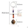 Key Rings Planets Statue 7 Chakra Beads Chains Stone Carved Charms Keychains Healing Crystal Keyrings For Women Men Christmas Gift Dr Dhiho