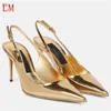 Luksusowy projektant Vero Cuoio Gold Tones Złote Tones Obcasy popowe pięty poślizg na sandałach kapcie z pudełkiem