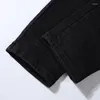 Men's Jeans 2024 Arrivals Pants Fashion Streetwear Black Casual All-match Leather Patchwork Slim Denim For Men