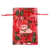 Presentförpackning 100/50 st ankomst julväskor med europeisk stil snöflingmönster tryckt dragskon godisväska