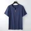 Männer T Shirts 9XL Leinen T-shirt Männer Sommer Einfarbig T-shirt Mode Casual Tees Tops Männlich Henley Kragen Hemd plus Größe 8XL