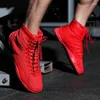 Chaussures de danse professionnelles pour hommes et femmes, bottes de boxe de lutte noires et rouges, baskets unisexes en caoutchouc pour combat pour Couples, antidérapantes