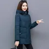 new Snow Wear Hooded Mid Length Down Cott Coat Women's Loose Thickened Warm Parkas Middle Aged Mother Winter Wadded Jacket i3AV#