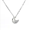 أزياء المعلقات 925 Sterling Silver Clavicle Nglaces Women Jewelry Moon Star Star Female مع حجر لامع