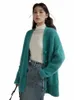 Dushu Elegante Elegante Stijl Vest Trui Jas Winter Wol Gebreide 2023 Winter Nieuwe Zwart Blauw Losse Casual Trui n19w #