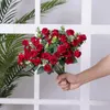 5pc Artificial Flowers Roses Bouquet Eucalyptus Leaves Peony Fake Flower Wedding Party Decoration Home Table Vase Decor Supplies 240313