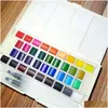 Painting Supplies Wholesale 36 Color Solid Watercolor Pigment Paint With Brush Pen Portable Art Drop Delivery Home Garden Arts, Crafts Otmei