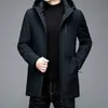 Asesmay 2021 Men Parkas 90% White Duck Down Coat Liner Löstagbar tjock Mid-LG Winter Warm Jacket Windproof Outerwear Brand L9ic#