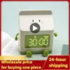 Table Clocks Cute Electronic Alarm Clock Battery Lazy Man Snoozes Week Display Visualization Three Sets Of Alarms Bedroom Desk 10mm