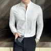 Camicia a righe di alta qualità per uomo Lg manica colletto alla coreana camicie casual Busin ufficio sociale Dr camicia uomo abbigliamento 2023 17Xu #