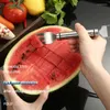 Gafflar vattenmelon gaffel skivare kniv 2 i 1 multifunktion av rostfritt stål kök fruktskärning