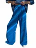 Clacive Elegant Blue Office Women's Pants 2023 fi Loose Full Length Ladies Curagy High Waist Wide Pants for Women J01o＃