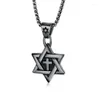 Chaînes Hip Hop Acier inoxydable Salomon Étoile de David Pendentif Israël Spirituel Amulette Collier de mascotte pour hommes femmes