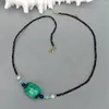 Pendentifs KKGEM 15x21mm vert Malachite charme pierres précieuses bijoux pour femmes naturel 2mm noir spinelle collier ras du cou