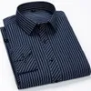 Übergroße 9XL 8XL Herren LG-Ärmelhemd Casual Busin Classic Plaid Gestreift Täglich Slim Fit Butt Male Social Dr Shirts l4uD #