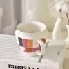 Mugs High Beauty Ceramic Cup Creative Geometric Color Matching Mug Home With Handle Breakfast Drinking Office Coffee