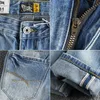 pesante w fatto vecchio blu chiaro terra jeans bianchi taglio tridimensionale da uomo piccolo coltello dritto curvo pantaloni giovanili di tendenza ce C3ku #