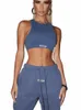 Kliou Sporty Two Piece Set Girl Halter Crop Tops + Pantalon de survêtement à cordon Slim Activewear Casual Gym Entraînement Fitn Femmes Tenues O49B #