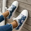 Casual Schuhe frauen 2024 Frühling Retro Floral Print Leinwand Mode Flache Spitze Up Turnschuhe Zapatos De Mujer