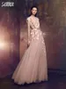 Вечерние платья, винтажное вечернее платье с вырезом лодочкой, розовые аппликации, трапециевидное платье невесты, классическое свадебное платье длиной до пола, Vestidos De Novia