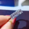 Alyans Baguette Cut Lab Diamond Promise Yüzük 925 STERLING Gümüş Nişan Bandı Kadınlar Gelin Güzel Partisi Takı Hediye275y