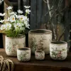 Pflanzgefäße, französische Retro-Vintage-Rosa-Rosen-Keramik-Blumentöpfe, Gartenbau-Blumen, Grünpflanzen, Hydrokultur-Dekorationen