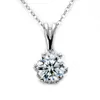 Chaînes D Couleur VVS1 Moissanite Collier 925 Sterling Argent 1 0Ct Rond Brillant Diamants Solitaire Pendentif Pour Femmes Bijoux2532