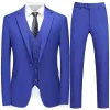 2023 FI Nya herrbutiksusin Slim Solid Color Set Set / Man Slim Fit Double Split Dr Blazers Jacket Pants Vest L29L#