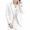 Boutique Blazer+ Pants Men's Fi Busin Casual Korean Gentleman Solid Color Wedding Elegant British Style 2-Piece Suit E4sy#