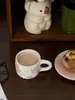 Tasses et soucoupes en fleurs de cerisier, ensemble de tasses et assiettes à café avec main, tasse de haute beauté, cadeau d'anniversaire, eau en céramique, 250ml