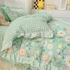 Bedding Sets Four Seasons Ins Machine Air Machine lavável algodão puro algodão universal Conjunto de alunos Floral Conjunto de estudantes Três