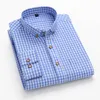 Tunn 100% Cott Plaid skjortor för män LG STEVE CONCHERED DR SHIRT MENS BLÅ NYA MÄNNER KLÄDER BUTT UPP SHIRT W0J1#