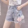 Nouveau 3D Floral Lace Summer Denim Shorts Femmes Streetwear Taille Haute Slim Fit Y2k Luxe Déchiré Afrique Coréen Fi a99Q #