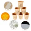 Disposable Cups Straws 150 Pcs Thickened And Hardened Bamboo Fiber Natural Color 9 Oz Paper Cup 150pcs Drinking Milk Party Beverage